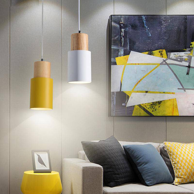 Nordic Wood Metal Pendant Light with Adjustable Cable | Nexora