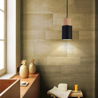 Nordic Wood Metal Pendant Light with Adjustable Cable | Nexora