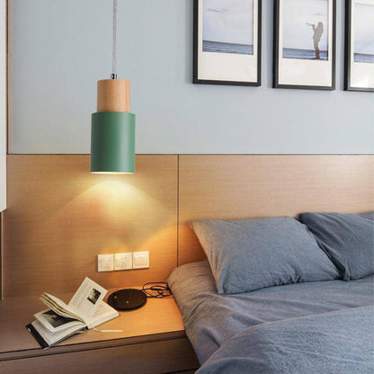 Nordic Wood Metal Pendant Light with Adjustable Cable | Nexora