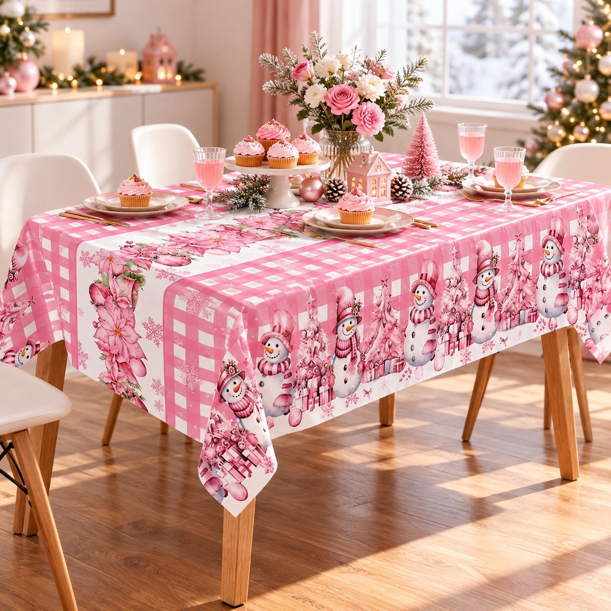 Oblong Holiday Print Dining Tablecloth