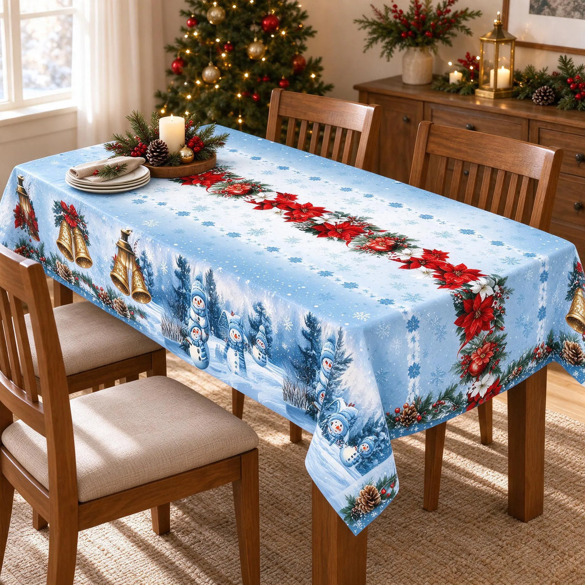 Oblong Holiday Print Dining Tablecloth