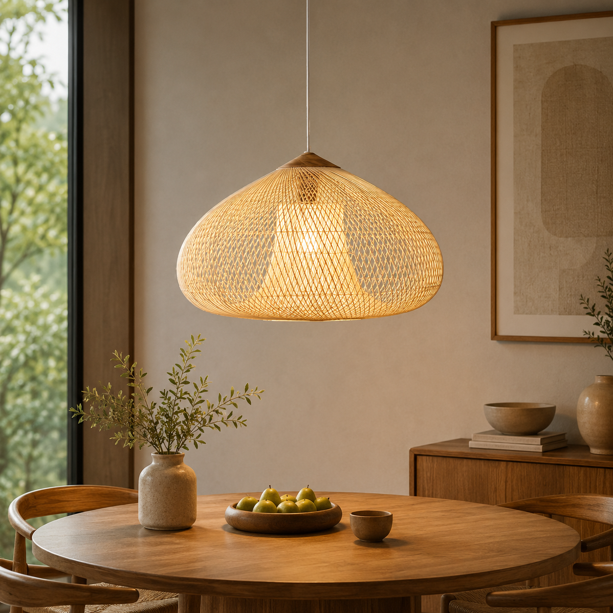 Organic Wisteria Pendant Light Handwoven Japandi Form | Renvora