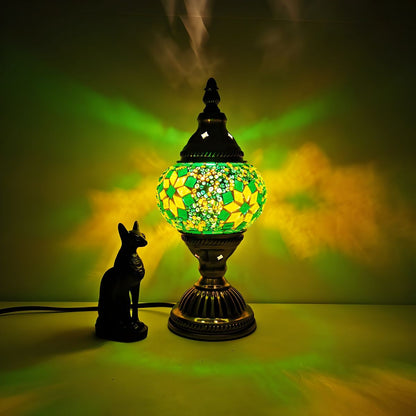 Oriental Glass Mosaic Table Lamp with Colourful Glow | Zelmira