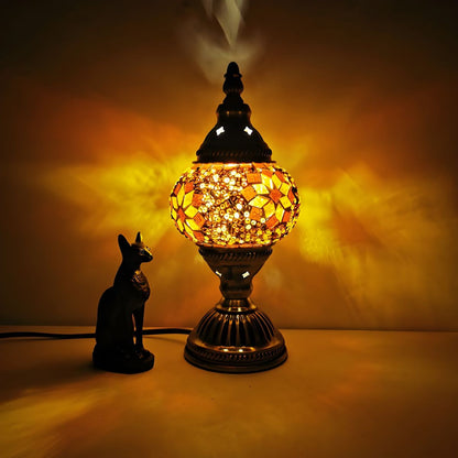 Oriental Glass Mosaic Table Lamp with Colourful Glow | Zelmira