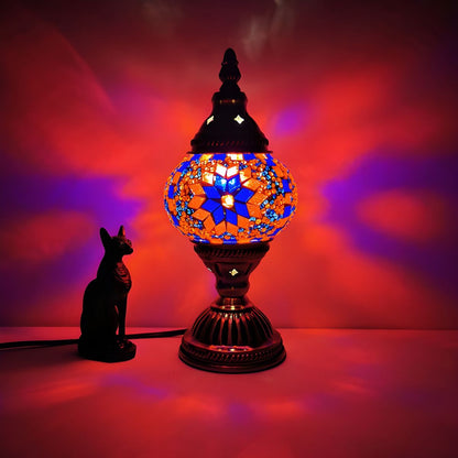 Oriental Glass Mosaic Table Lamp with Colourful Glow | Zelmira