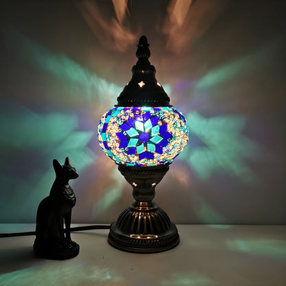 Oriental Glass Mosaic Table Lamp with Colourful Glow | Zelmira