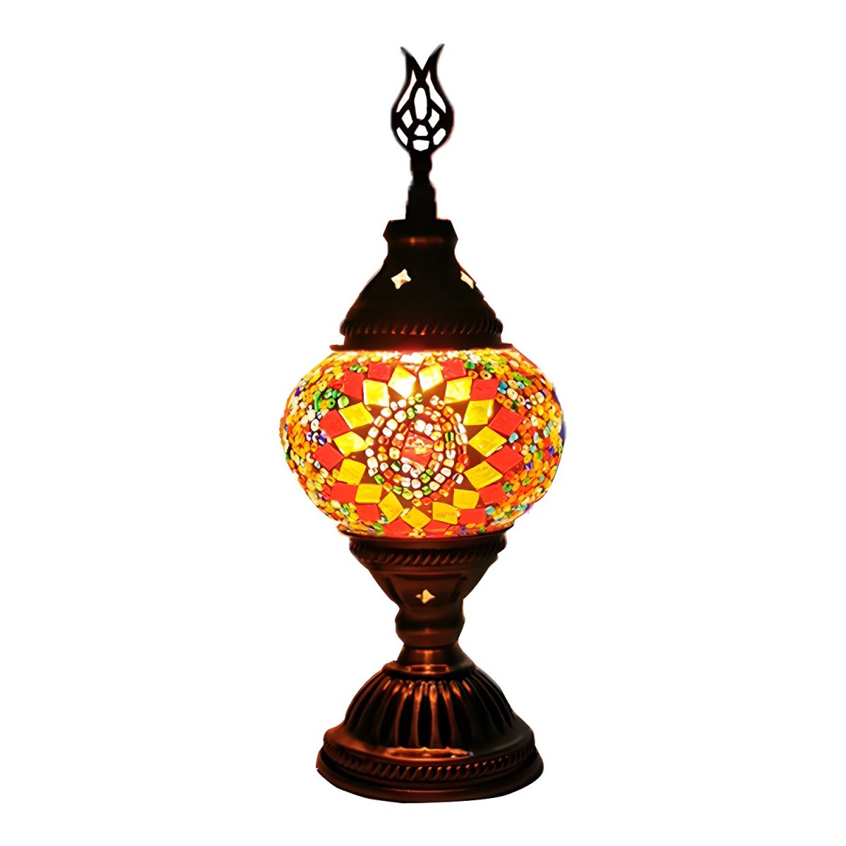 Oriental Glass Mosaic Table Lamp with Colourful Glow | Zelmira