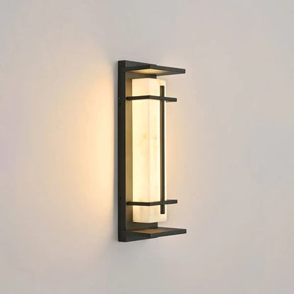Outdoor Alabaster Look Stainless Steel Wall Light | Lumnara