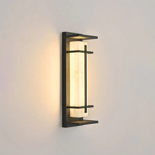Outdoor Alabaster Look Stainless Steel Wall Light | Lumnara