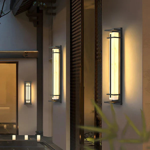 Outdoor Alabaster Look Stainless Steel Wall Light | Lumnara