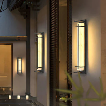 Outdoor Alabaster Look Stainless Steel Wall Light | Lumnara