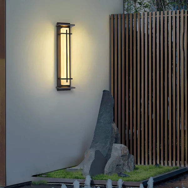 Outdoor Alabaster Look Stainless Steel Wall Light | Lumnara