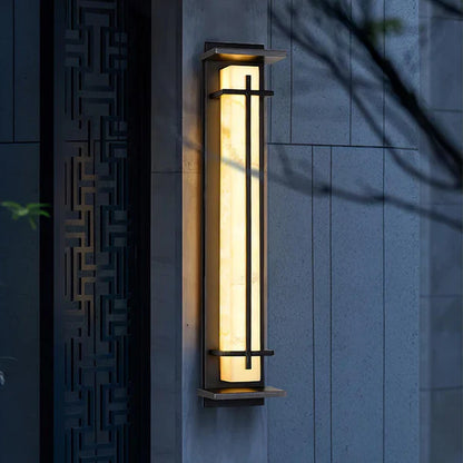 Outdoor Alabaster Look Stainless Steel Wall Light | Lumnara