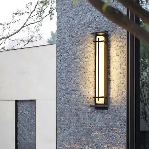 Outdoor Alabaster Look Stainless Steel Wall Light | Lumnara