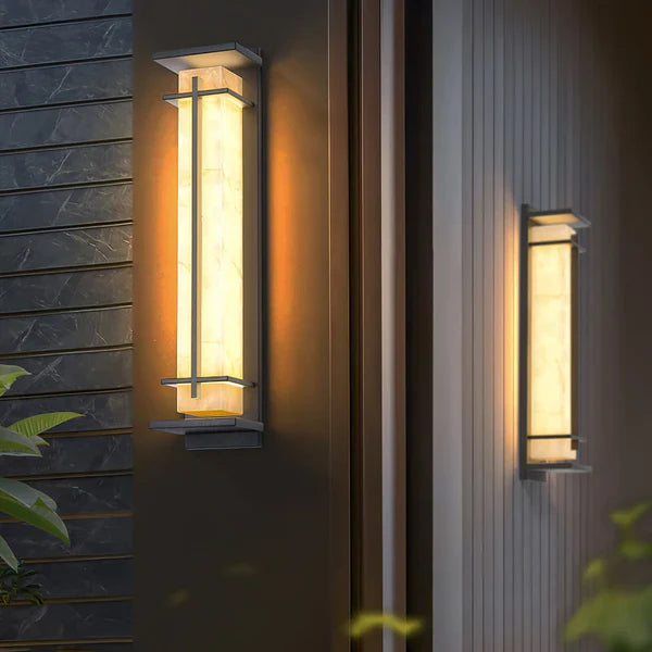 Outdoor Alabaster Look Stainless Steel Wall Light | Lumnara