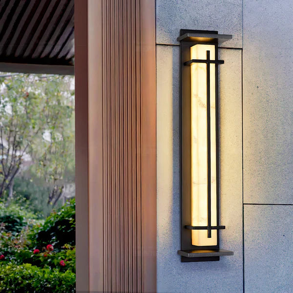 Outdoor Alabaster Look Stainless Steel Wall Light | Lumnara