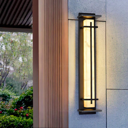 Outdoor Alabaster Look Stainless Steel Wall Light | Lumnara
