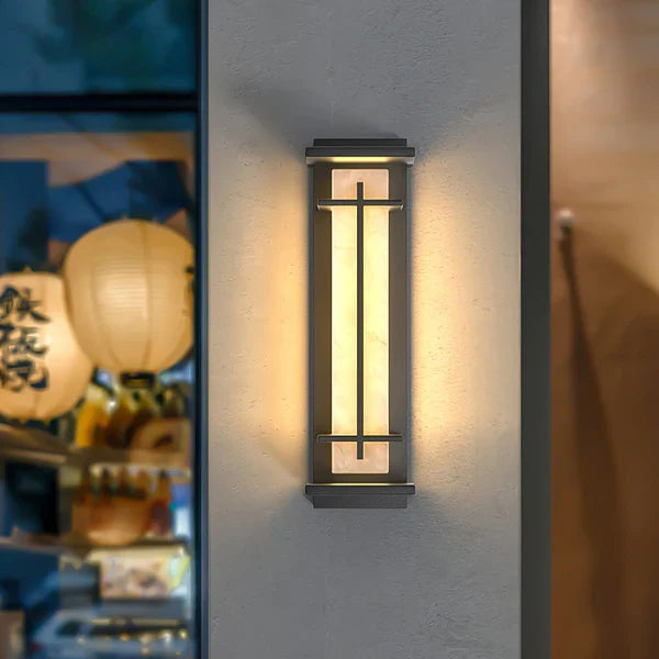 Outdoor Alabaster Look Stainless Steel Wall Light | Lumnara