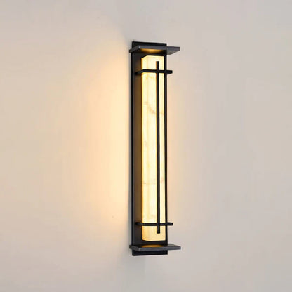 Outdoor Alabaster Look Stainless Steel Wall Light | Lumnara