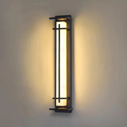 Outdoor Alabaster Look Stainless Steel Wall Light | Lumnara