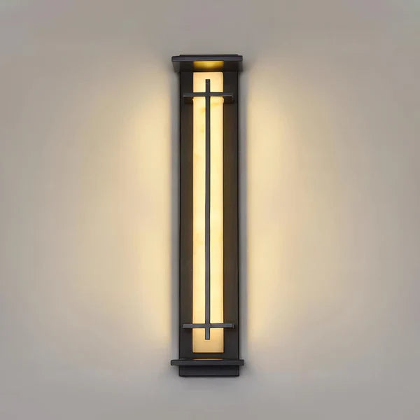 Outdoor Alabaster Look Stainless Steel Wall Light | Lumnara