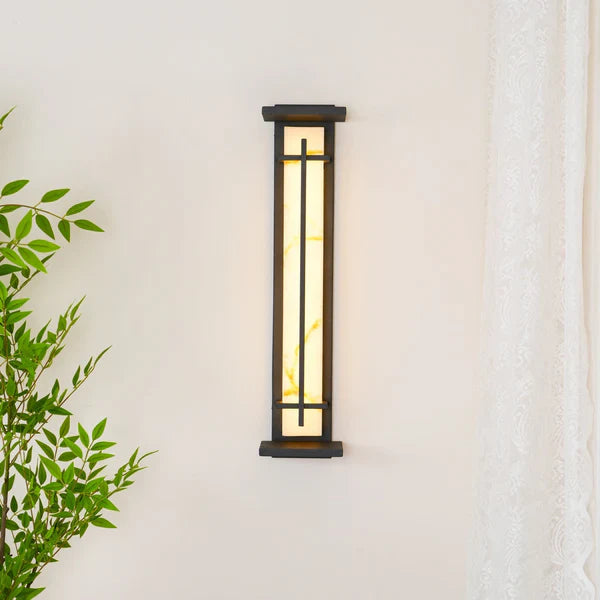 Outdoor Alabaster Look Stainless Steel Wall Light | Lumnara