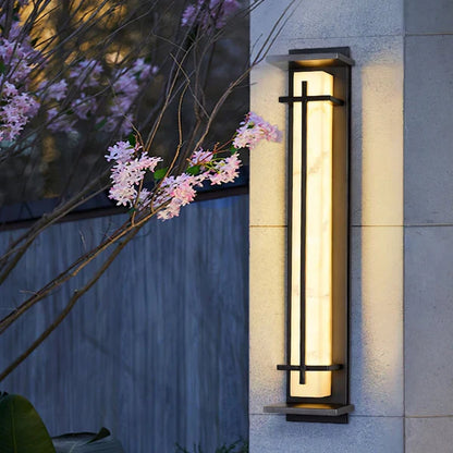 Outdoor Alabaster Look Stainless Steel Wall Light | Lumnara
