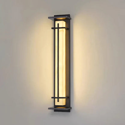 Outdoor Alabaster Look Stainless Steel Wall Light | Lumnara