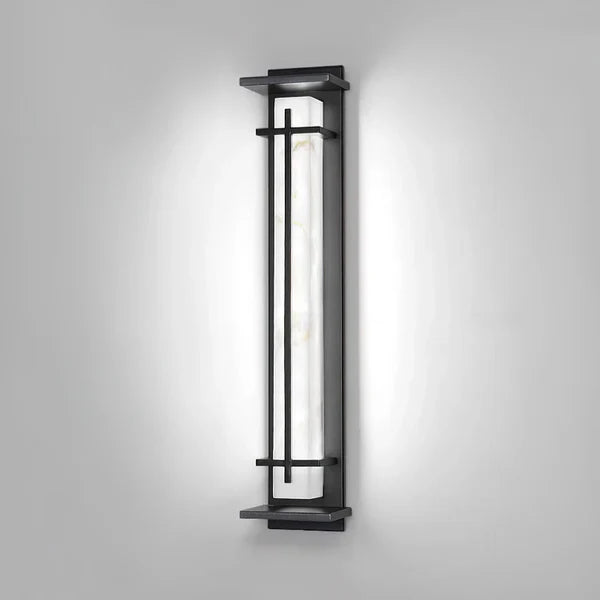 Outdoor Alabaster Look Stainless Steel Wall Light | Lumnara