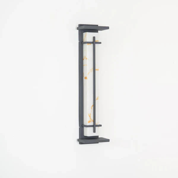 Outdoor Alabaster Look Stainless Steel Wall Light | Lumnara