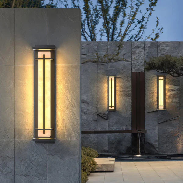 Outdoor Alabaster Look Stainless Steel Wall Light | Lumnara