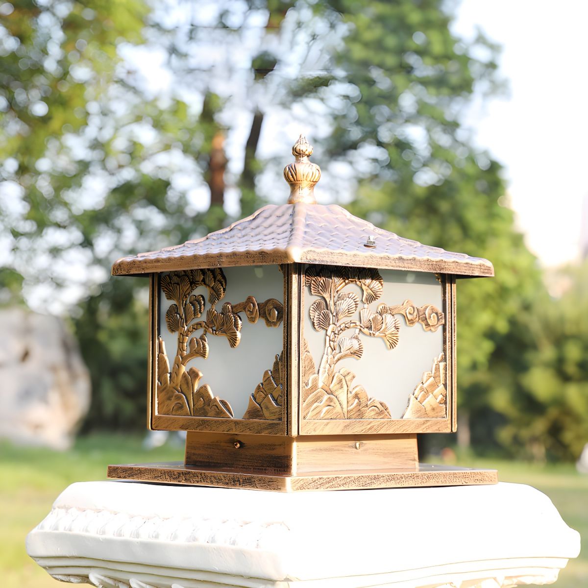 Outdoor Aluminium Cube Pillar Light for Gardens | Lumavo