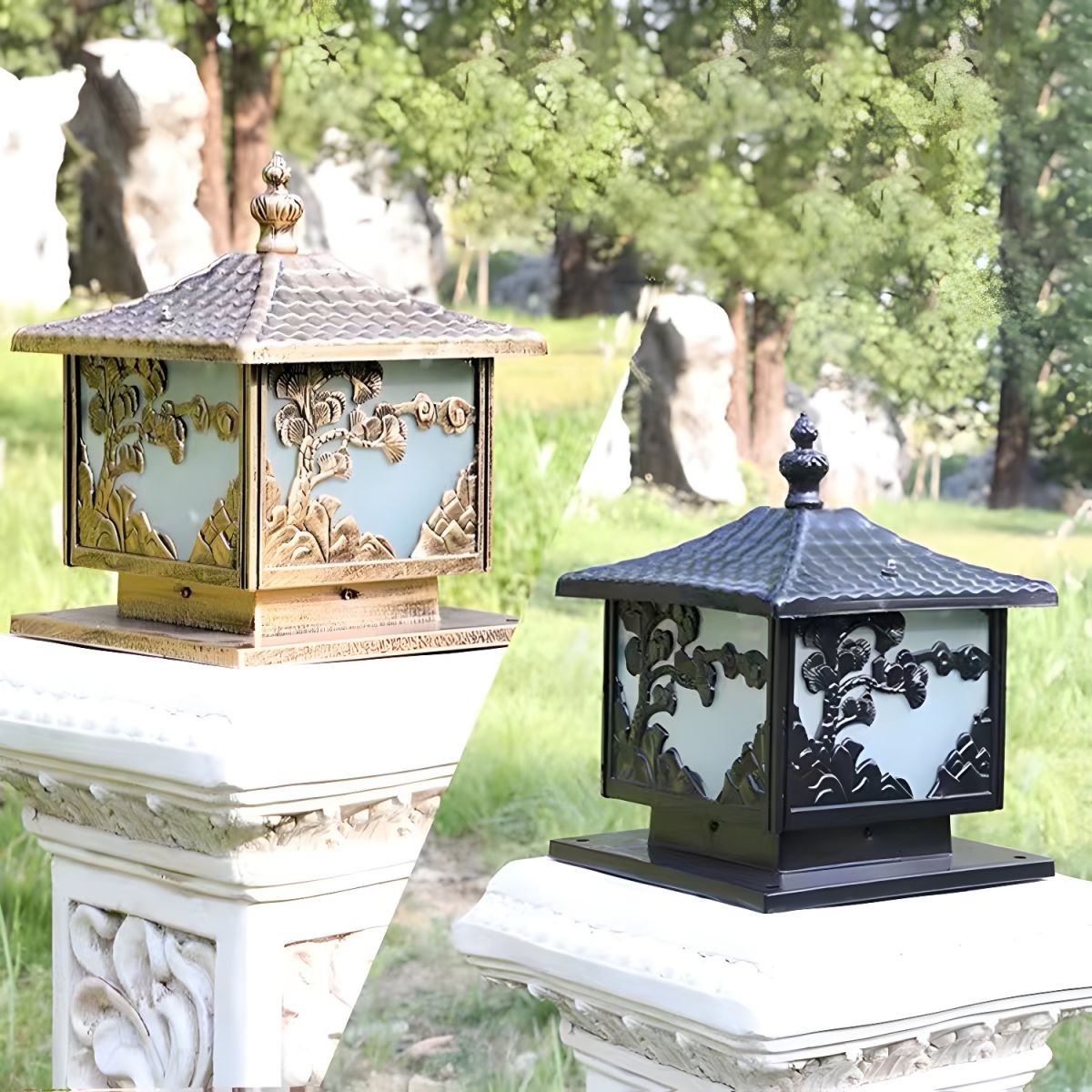 Outdoor Aluminium Cube Pillar Light for Gardens | Lumavo