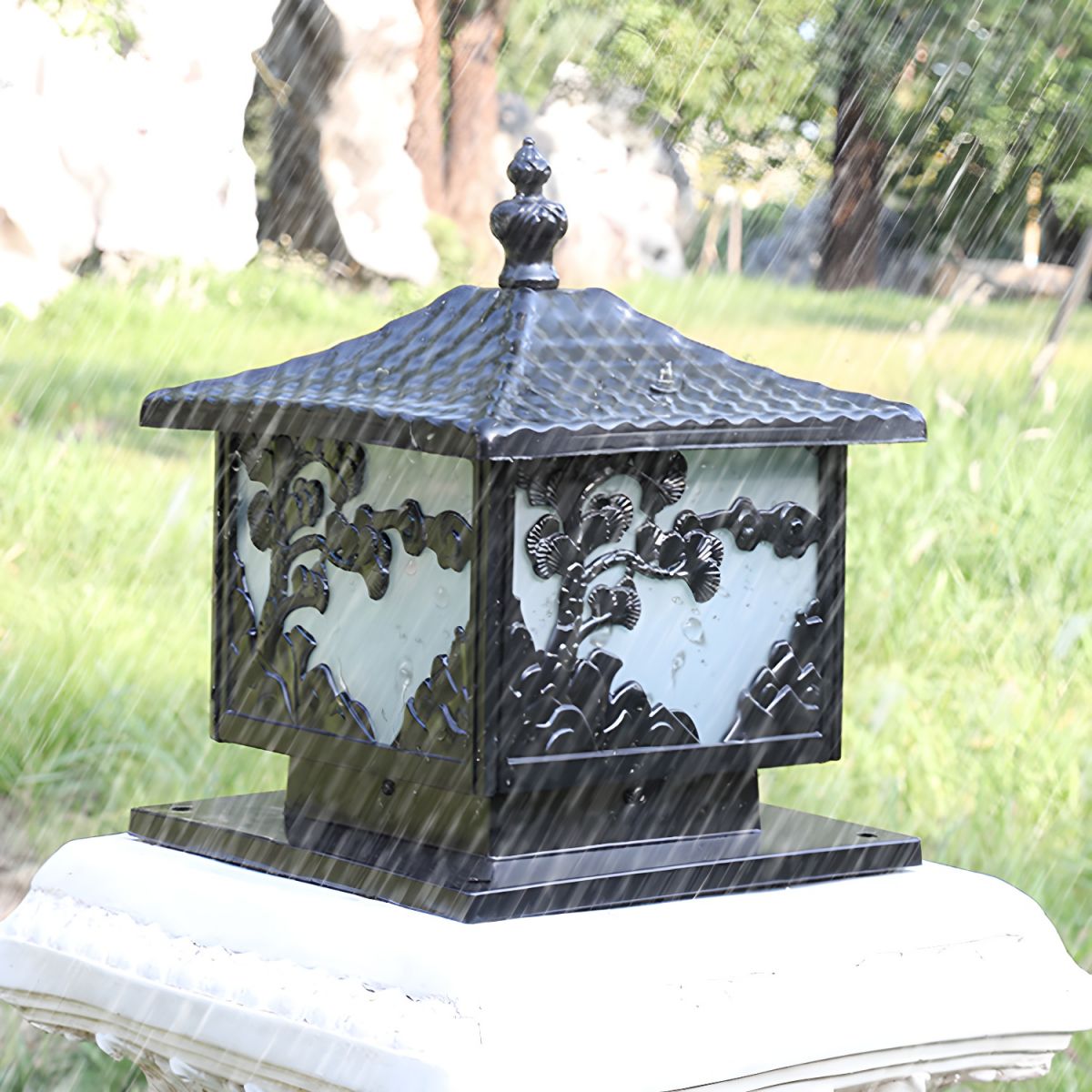 Outdoor Aluminium Cube Pillar Light for Gardens | Lumavo