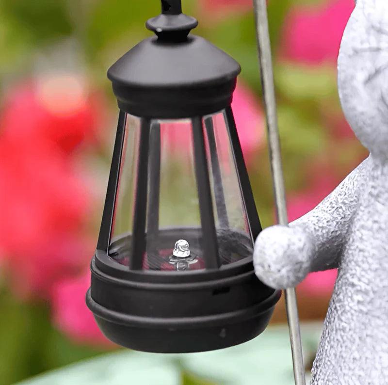 Outdoor Solar Cat Garden Statue with Lantern Glow | Luminro