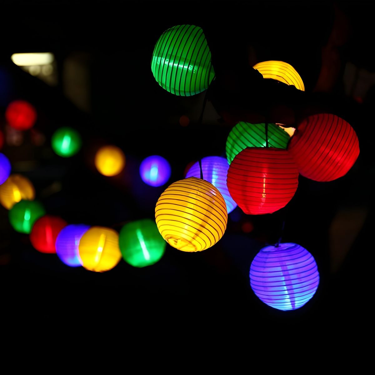 Outdoor Solar LED Fabric Lantern String Light | Arlixa