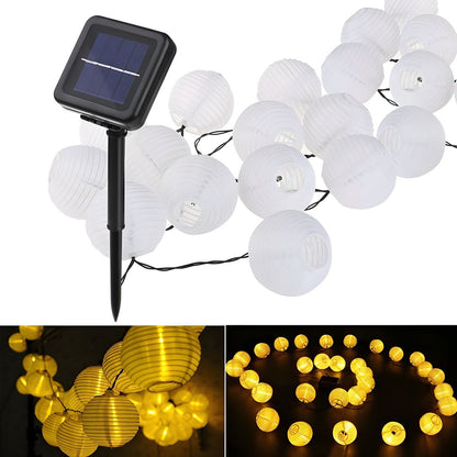 Outdoor Solar LED Fabric Lantern String Light | Arlixa