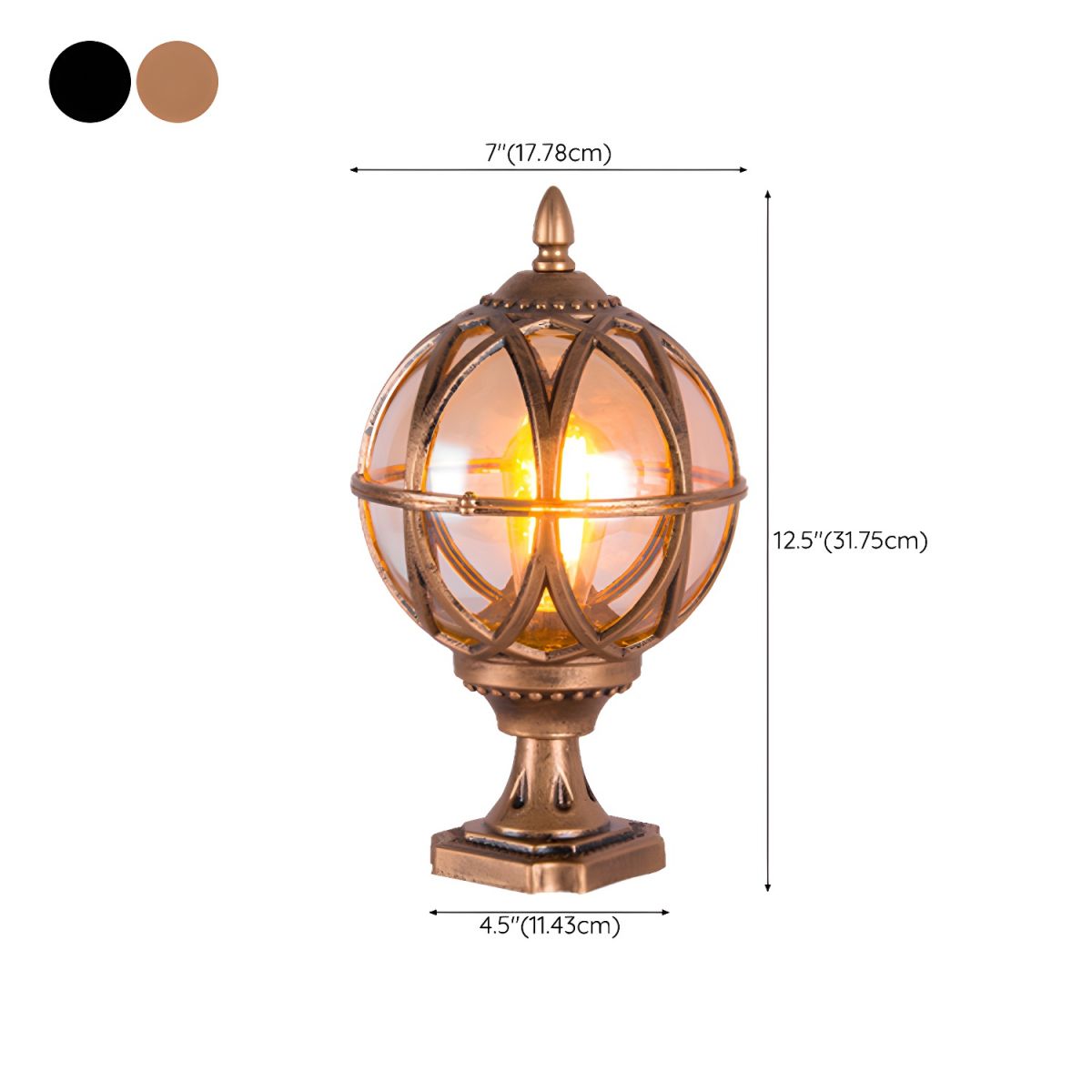 Outdoor Waterproof Spherical Glass Pillar Lamp | Terravo