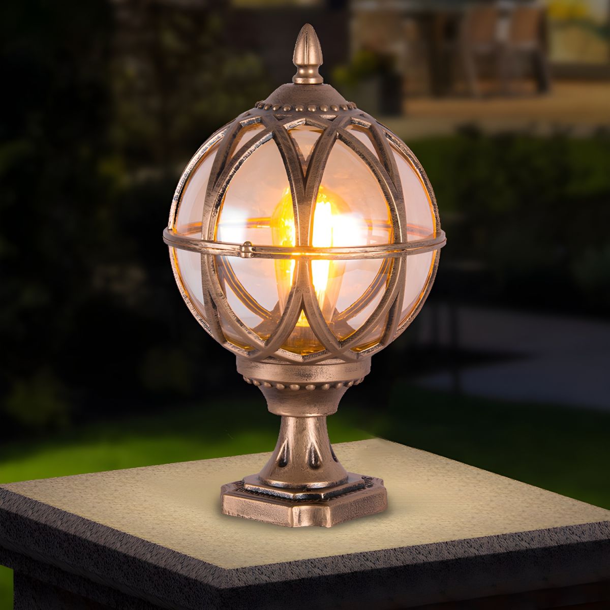 Outdoor Waterproof Spherical Glass Pillar Lamp | Terravo