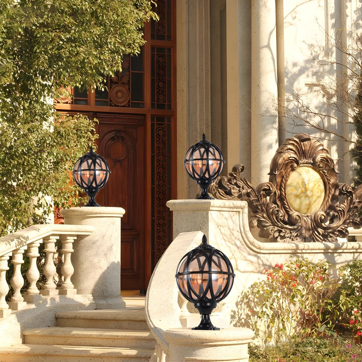 Outdoor Waterproof Spherical Glass Pillar Lamp | Terravo