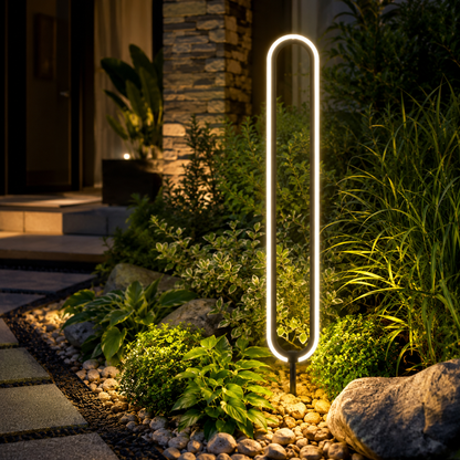 Oval Ring Solar Exterior Path Light in Metal | Solviora
