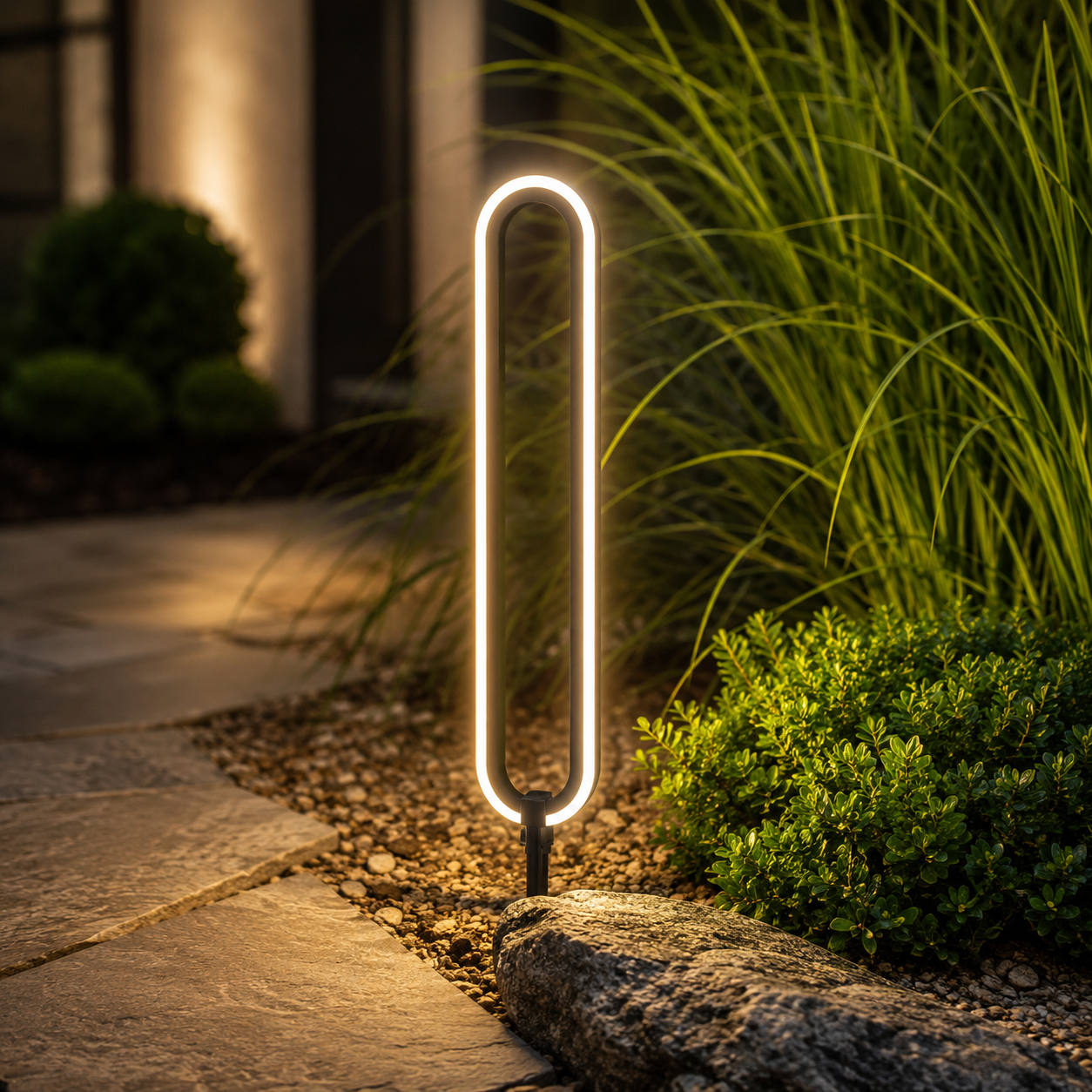 Oval Ring Solar Exterior Path Light in Metal | Solviora