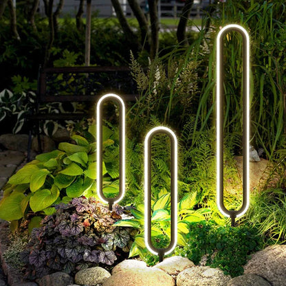 Oval Ring Solar Exterior Path Light in Metal | Solviora