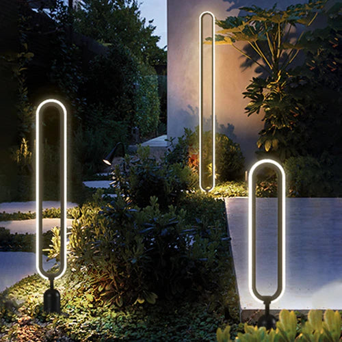 Oval Ring Solar Exterior Path Light in Metal | Solviora