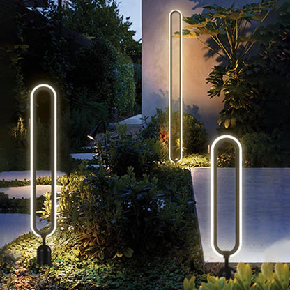 Oval Ring Solar Exterior Path Light in Metal | Solviora