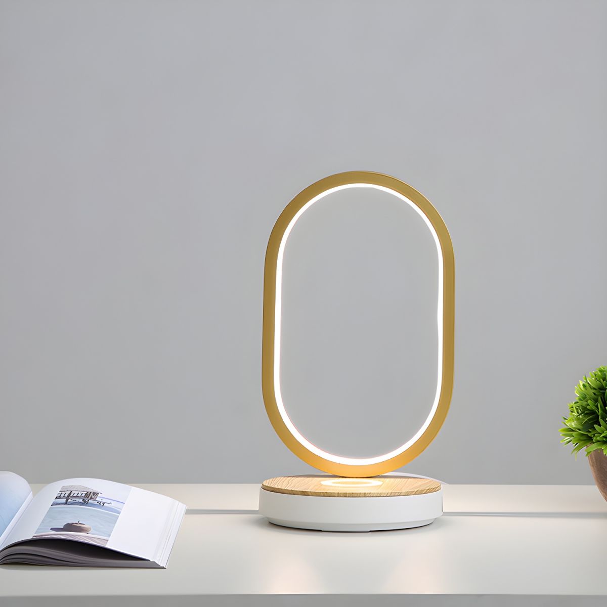 Oval Touch Control Table Lamp With LED Light Modern | Vyntris