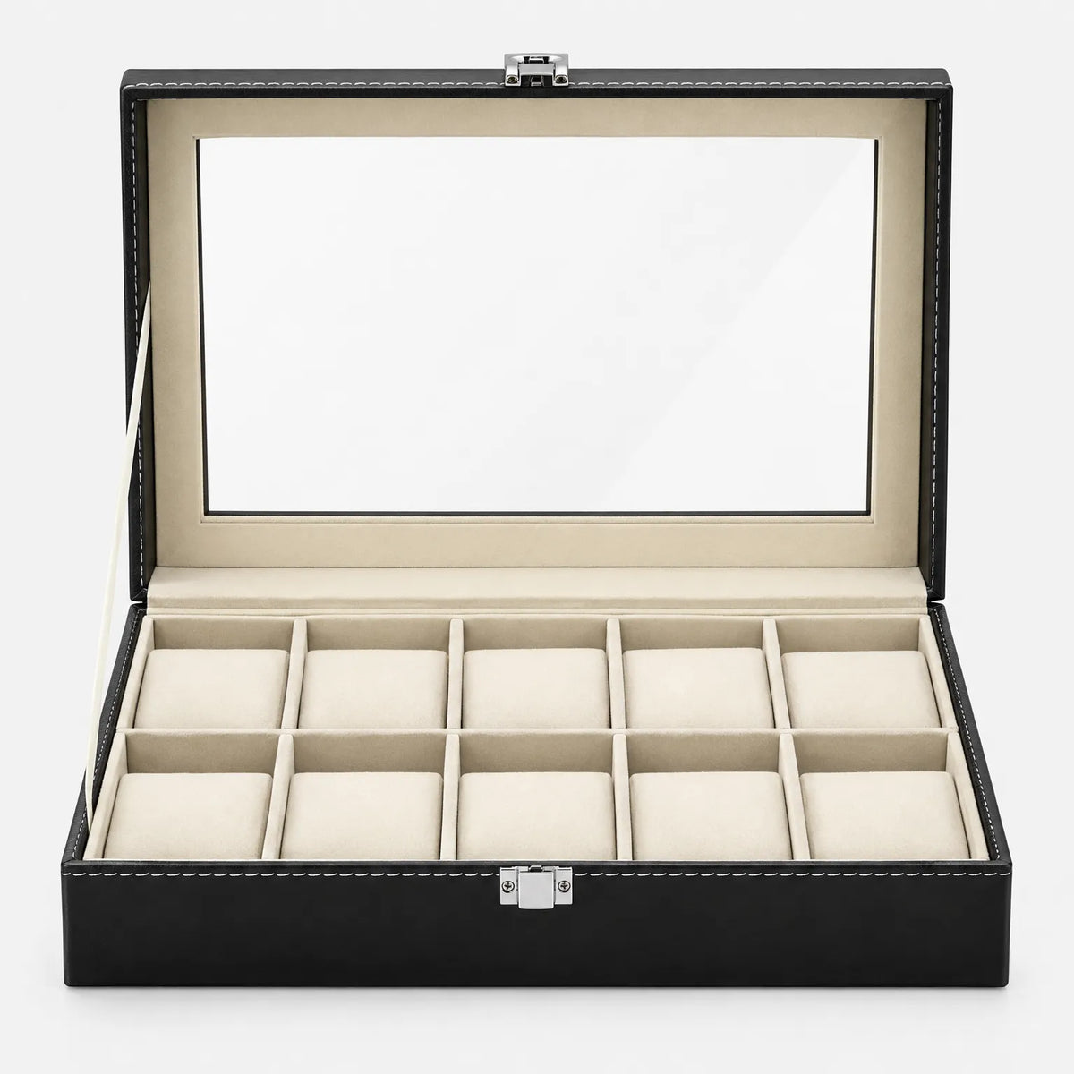 PU Leather Watch Display Box with Clear Lid