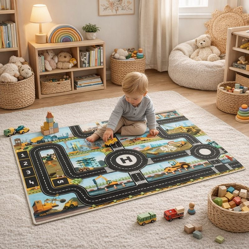 Play Mat City Road Map with Traffic Design for Kids Play | Cormexa