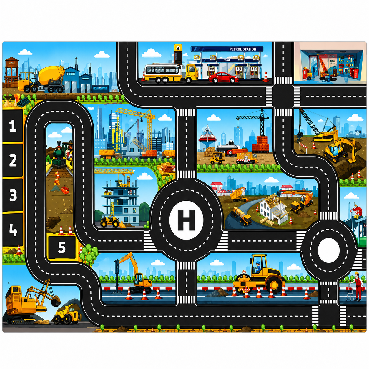 Play Mat City Road Map with Traffic Design for Kids Play | Cormexa