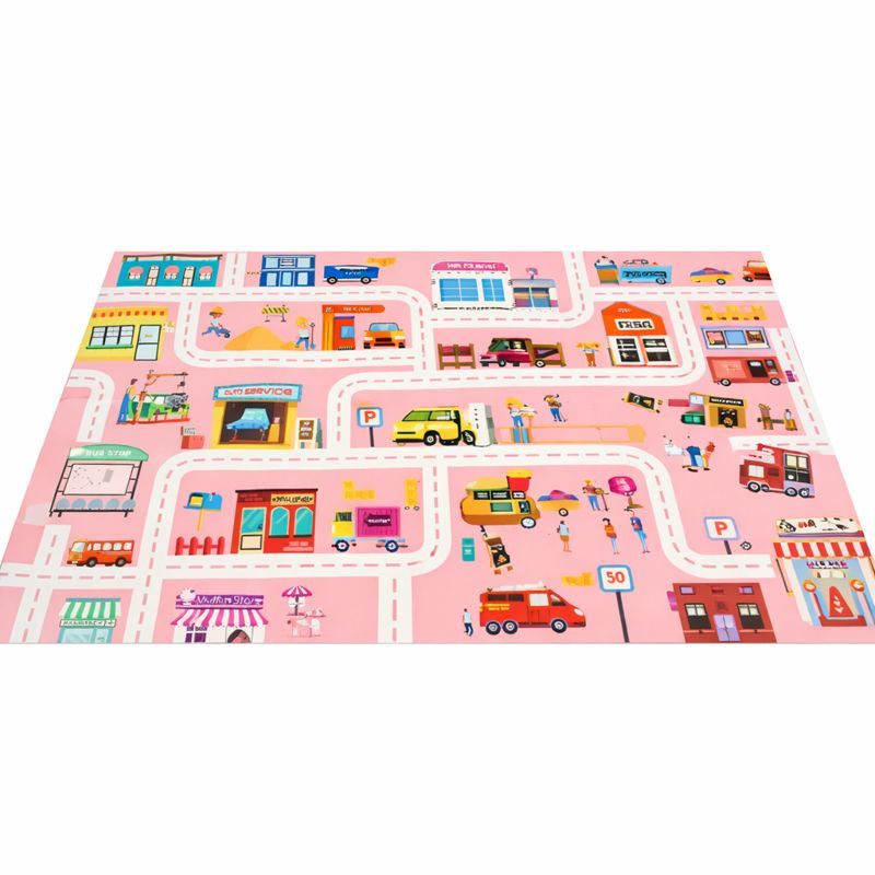 Play Mat Flannel Rug with City Road Print for Kids Room | Solvera